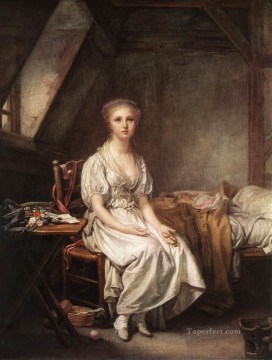 Jean Baptiste Greuze Painting - La queja del reloj retrato Jean Baptiste Greuze